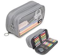 ZIPIT Half & Half Pencil Case | Large Capacity Pencil Pouch | Pencil Bag for School, College and Office (Gray)