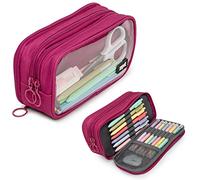 ZIPIT Half & Half Pencil Case for Girls | Large Capacity Pencil Pouch | Pencil Bag for School, College and Office (Pink)