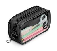 ZIPIT Half & Half Pencil Case | Large Capacity Pencil Pouch | Pencil Bag for School, College and Office (Black)