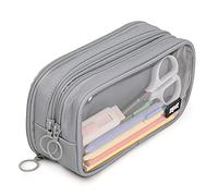 ZIPIT Half & Half Pencil Case | Large Capacity Pencil Pouch | Pencil Bag for School, College and Office (Grey)