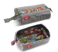 ZIPIT Lenny Pencil Case | Large Capacity Pencil Pouch | Pencil Bag for School, College and Office (Grey)