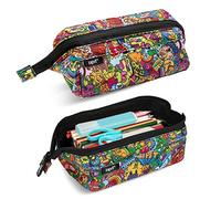 ZIPIT Lenny Pencil Case | Large Capacity Pencil Pouch | Pencil Bag for School, College and Office (Doodles)