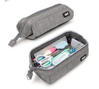 ZIPIT Lenny Pencil Case | Large Capacity Pencil Pouch | Pencil Bag for School, College and Office (Grey)