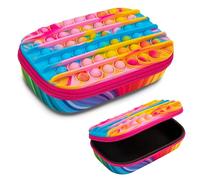ZIPIT POP Pencil Box for Girls | Silicon Sensory Push It Case | Large Capacity Pencil Case (Rainbow)