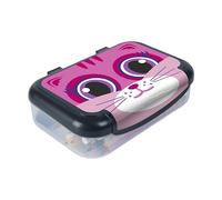 ZIPIT Recycled Plastic Pencil Box for Girls, Large Capacity Pencil Case for School, Durable Stationery Organizer Box, Pink Kitty