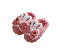 ZiPits Rabbit Slippers with Strawberry Bow Non-Slip Furry Soft Plush for Winter Autumn Spring Girls and Boys Red 2-3.5cm Red 2-3.5 Little Kid