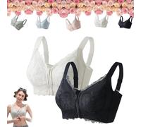 Ziplacy - Ultra Soft Front Zip Wireless Lifting Bra, 3D Gathering Lifting Breathable Women Front Zip Anti-Sagging Bra(Black White,38)