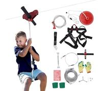 Zipline Kit for Kids and Adult Up to 330lbs Outdoor Quick Set up Zipline, Spring Brake and Safety Harness, Playground Entertainment 160ft Stainless Steel Ziplines for Outdoor