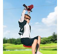 Zipline Kit for Kids and Adult, with Stainless Steel Ziplines Spring Brake and Safety Harness, 160 ft Zip Line Kits Up to 330 lb, Spring Brake, Safety Harness, Seat