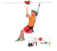 Zipline Kit for Kids and Adults, Up to 330 lbs, 160FT Outdoor Backyard Outdoor Quick Setup Zip Line with Stainless Steel Spring Brake and Safety Belt, Playground Entertainment