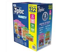 Ziploc 306 Count Variety Pack- 34 Freezer Gallon, 52 Storage Gallon, 50 Freezer Quart, 50 Storage Quart, and 120 Sandwich