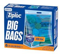 Ziploc Big Bags, 20 Gallon XXXL Reusable Storage Bags, 6 Count