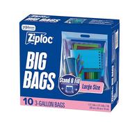 Ziploc Big Bags 3 Gallon Large, Reusable Large-Capacity Plastic Storage Bags, 10 count