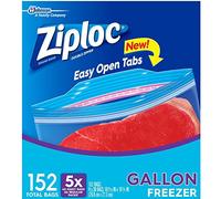 Ziploc Double Zipper Freezer Gallon Bags - Total: 152 Bags (4 X 38 ct.)