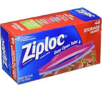 Double Zipper Storage Bags, Plastic, 1qt, Clear, 50/Box, Sold as 1 Box