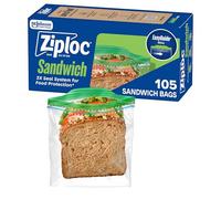 Ziploc EasyGuide Textured Sandwich Snack Bags Plastic Storage Bags with Grip 'n Seal Technology 105 Bags Total