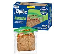 Ziploc EasyGuide Textured Sandwich Snack Bags Plastic Storage Bags with Grip 'n Seal Technology 270 Bags Total