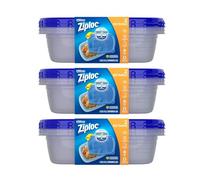 Ziploc Food Storage Meal Prep Containers with Smart Snap Technology, Rectangle, 1.5 QTS, 2 Count, Pack of 3, Clear