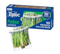 Ziploc Food Storage Produce Bags, Seal Top to Keep and Control Moisture, 50 Bags Total