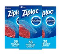 Ziploc Freezer Bags, Quart, 3 Pack, 38ct