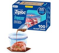 Ziploc Freezer Bags with New Grip 'n Seal Technology, Quart, 100 Count (316963)