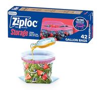 Ziploc Gallon Food Storage Bags, Stand-Up Bottom, Easy to Fill, 42 Count