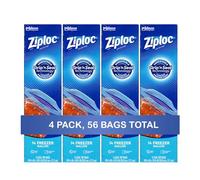 Ziploc Gallon Food Storage Freezer Bags, New Stay Open Design with Stand-Up Bottom, Easy to Fill, 14 Count (Pack of 4, 56 Bags Total)