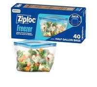 Ziploc Half Gallon Food Storage Freezer Bags, Grip 'n Seal Technology for Easier Grip, Open, and Close, 40 Bags Total