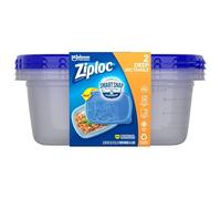 Ziploc Large Rectangle One Press Food Storage Container, 2 count per pack - 6 per case.
