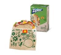 Ziploc Paper Sandiwch Bags, Recyclable and Sealable with Fun Designs, 50 Count