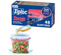 Ziploc Quart Food Storage Bags, Grip 'n Seal Technology For Easier Grip, Open, And Close, 48 Count