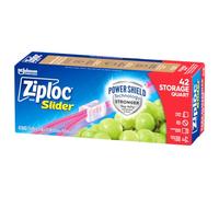 Ziploc Quart Food Storage Slider Bags, Power Shield Technology for More Durability, 42 Count