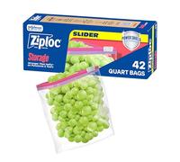Ziploc Quart Food Storage Slider Bags, Power Shield Technology for More Durability, 42 Count