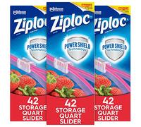 Ziploc Slider Storage Bags, Quart, 3 Pack, 42 ct