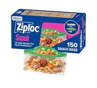 Ziploc Snack Bags with Easy Open and Close, Small Plastic Food Storage Bags, 150 Bags Total