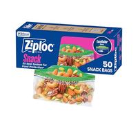 Ziploc Snack Bags with EasyGuide Texture, Small Plastic Storage Bags with Grip 'N Seal Technology, 50 Bags Total