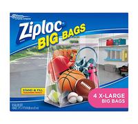 Ziploc Storage Bags, Double Zipper Seal & Expandable Bottom, Extra Large, 4 Count, Big Bag