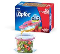Ziploc Storage Bags with New Grip 'n Seal Technology, for Food, Sandwich, Organization and More, Quart, 100 Count