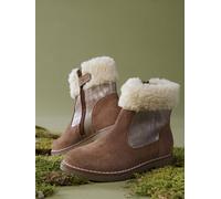 Zipped Boots with Fur Lining, for Girls camel