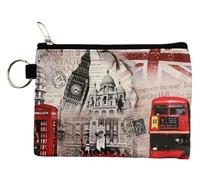Zipped Coin Purse, London Icons, St Paul Cathedral Big Ben Red Bus Guards Phone Box Union Jack, Gift