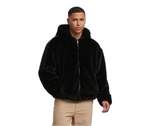 Zipped faux fur hoodie Urban Classics Basic Essential Noir M