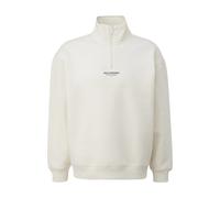 Zipped High Neck Sweatshirt with Front Print QS Blanc XL