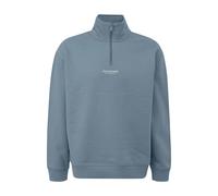 Zipped High Neck Sweatshirt with Front Print QS Bleu L