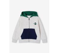 Zipped hooded sweatshirt for boys english green