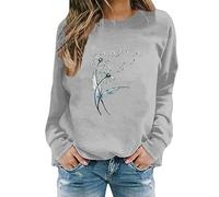 Zipped Hoodies for Women Uk Ladies V Neck Jumpers End Of Year Gifts for Women Sports Yoga Women's Dandelion Print Casual Fashion Sweatshirt Top (Grey-5, M) Sale Clearance