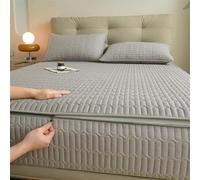 Zipped Mattress Protector 360° Protection, Removable Polyester+Cotton Cover for Latex/Palm Mattresses, Double Bed/Single Bed Universal Fit(Grey,135x190+25cm)