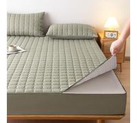 Zipped Mattress Protector Single Bed Mattress Cove Customizable Mattress Topper Small Double/King Anti-dust Quilted Fitted Sheet Breathable Washable Fully Total Encasement Cover (120x200+15cm,Green)