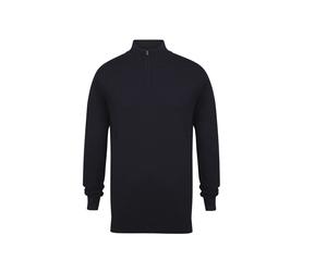 Zipped-neck sweater Henbury Bleu 2XL
