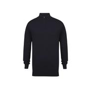 Zipped-neck sweater Henbury Bleu M