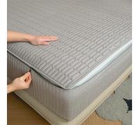 Zipped Quilted Mattress Protector Single Bed 90x190 Customizable Five-sided Quilted Mattress Cover Double/King Zip Up Bed Sheets Breathable Mattress Encasement Topper Fitted Sheet(135x190+15cm,Gray)